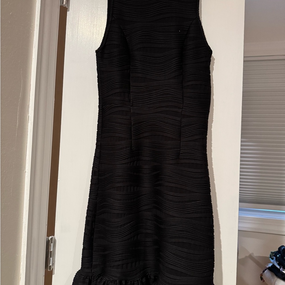 Catherine Malandrino Black Textured Midi Dress